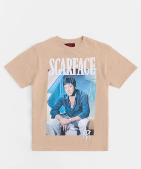 Light Deflection Fabric RibbedTrims Scarface Short Sleeve Tee - Khaki