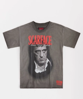 Scarface Short Sleeve Tee - Washed Black Sleeveless Tee DroppedShoulder