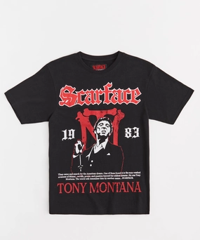 Scarface The World Short Sleeve Tee - Black Seamless construction Classic Cut