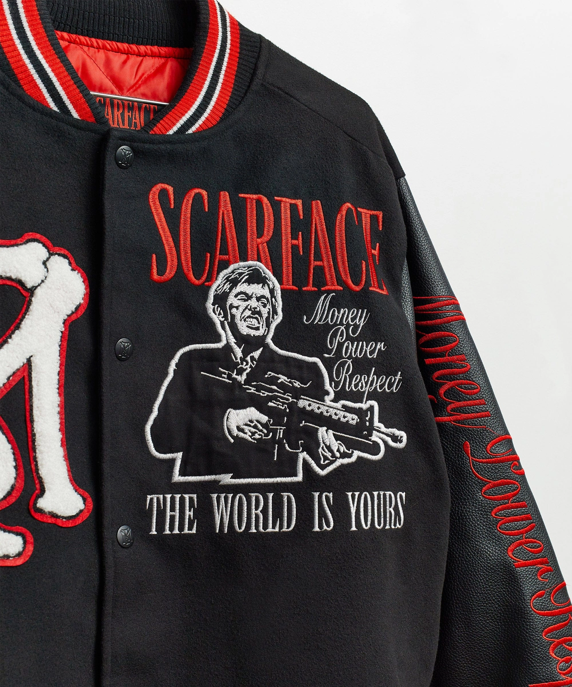 Scarface The World Varsity Jacket - Black Four Way Stretch Abrasion Resistant Edges