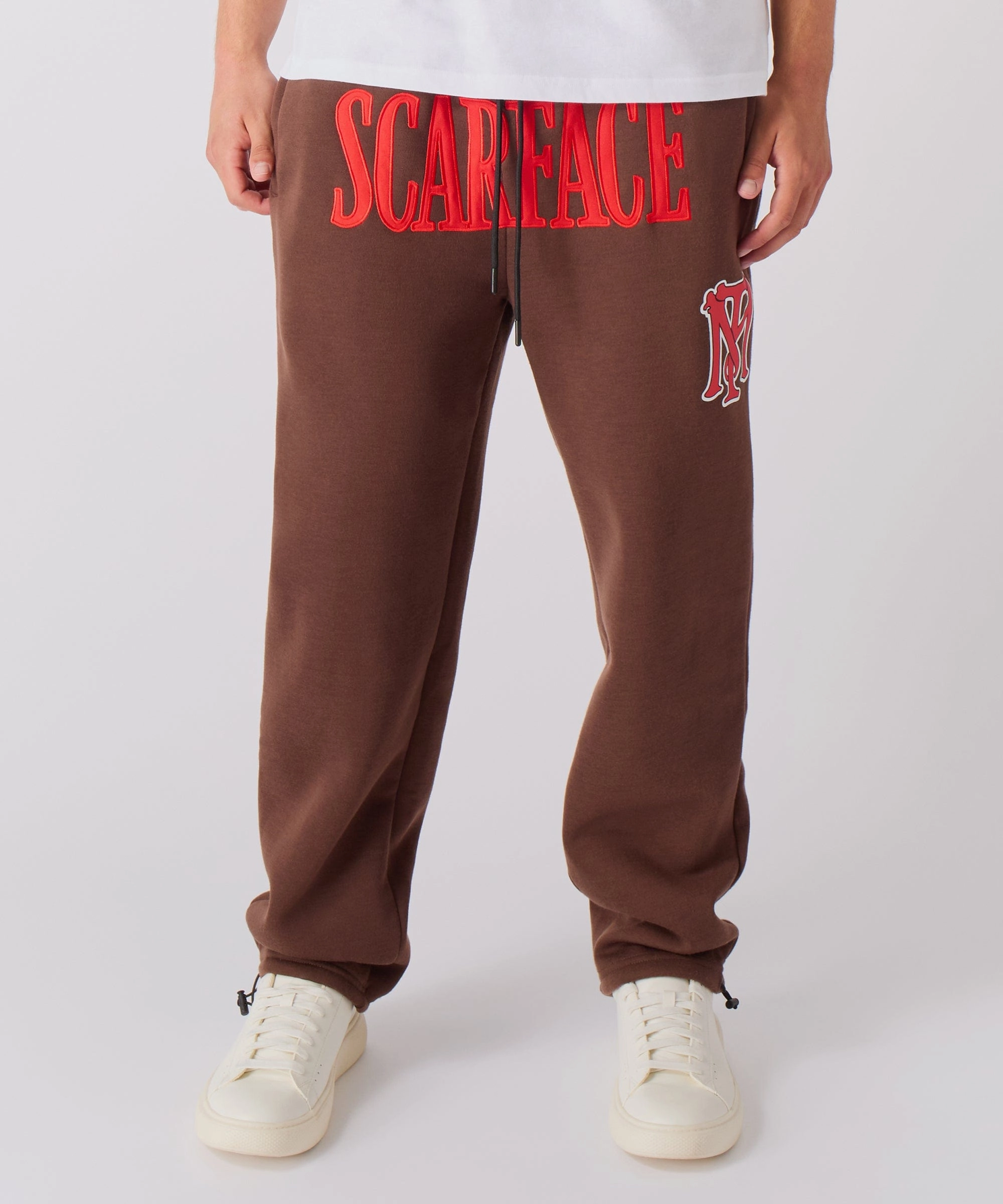 Scarface White Suit Embroidered Joggers - Brown Stretch Support Lightweight insulation