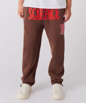 Scarface White Suit Embroidered Joggers - Brown Stretch Support Lightweight insulation