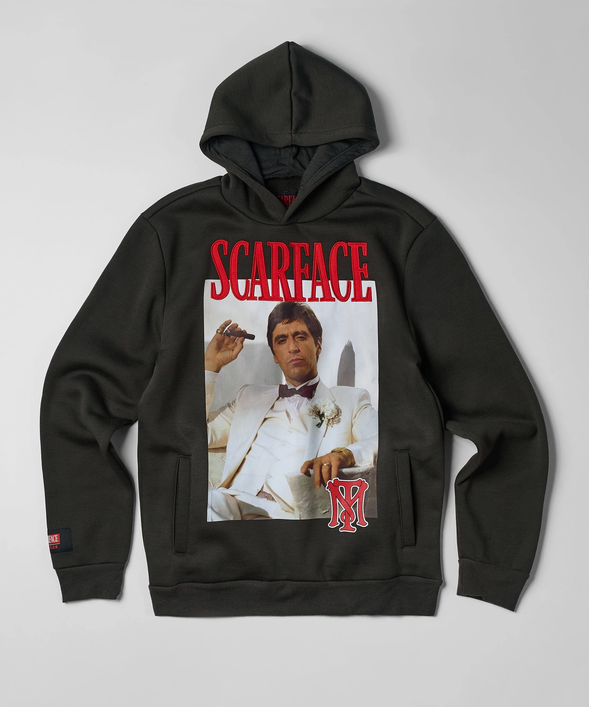 Scarface White Suit Hoodie - Charcoal DoubleStitchedSeams Midweight Texture