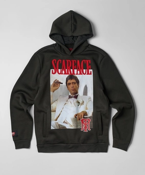 Scarface White Suit Hoodie - Charcoal DoubleStitchedSeams Midweight Texture