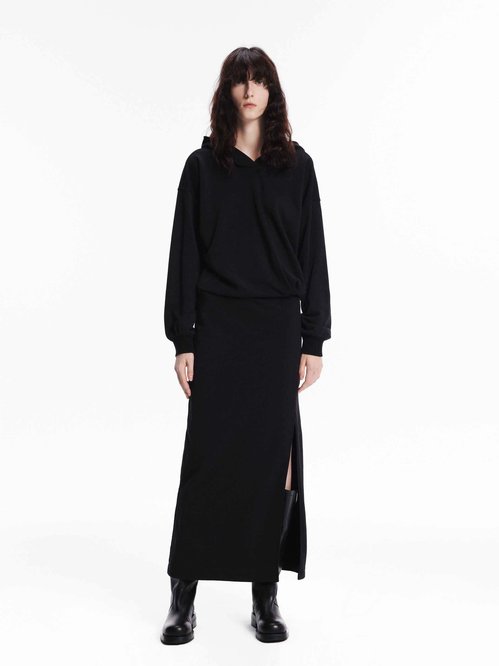 elegant design Slit Detail Hooded Dress