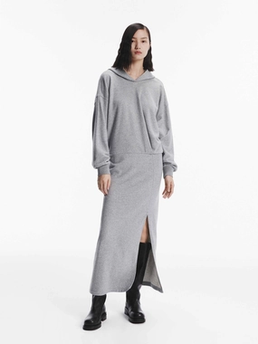 Slit Detail Hooded Dress Effortless Mood