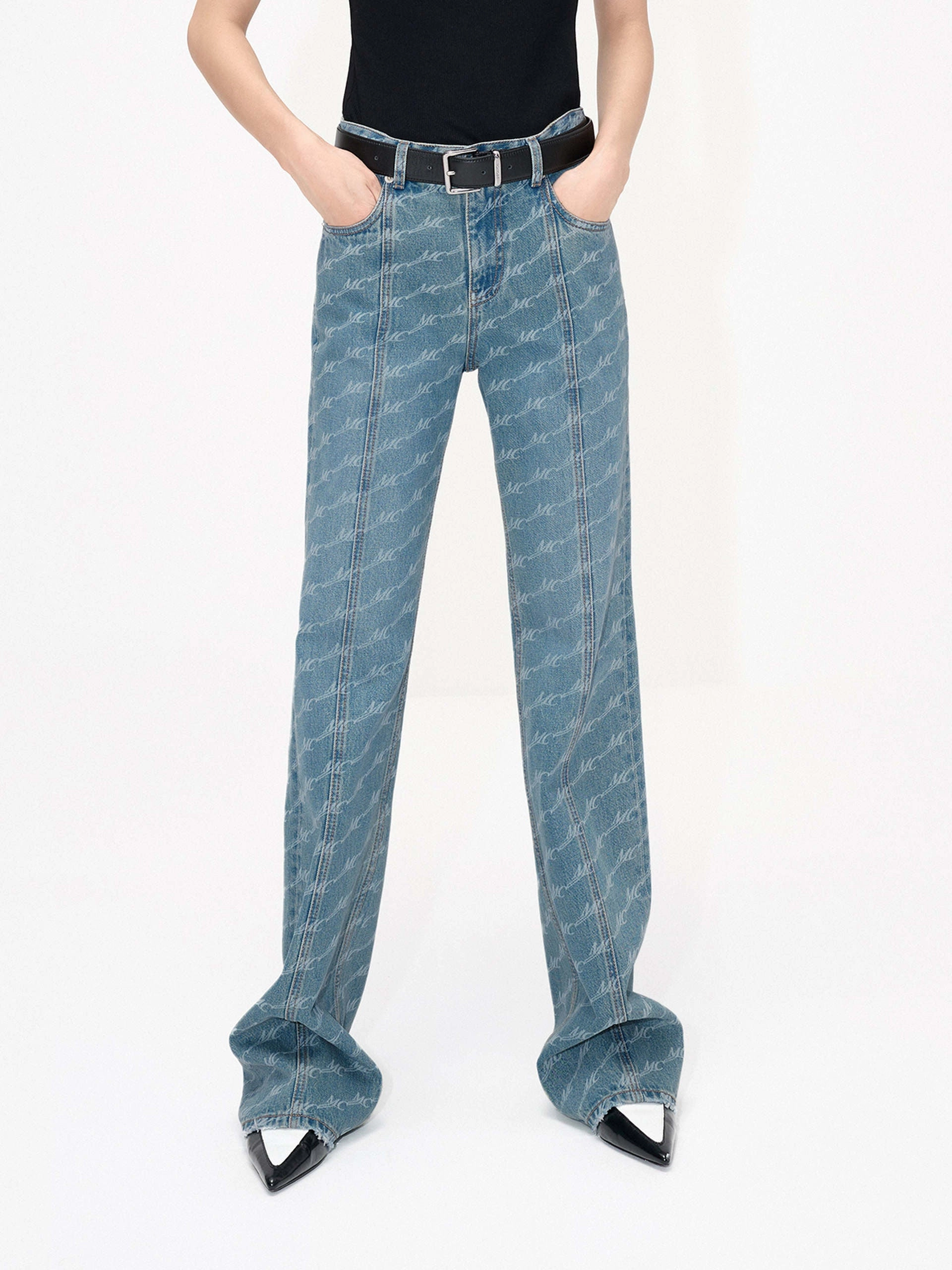 Seam Details Monogram Jeans Base Fit Piece Affordable Neutral Holiday Vibes