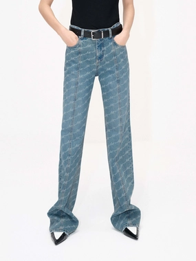 Seam Details Monogram Jeans Light Layers Multi Purpose Pockets