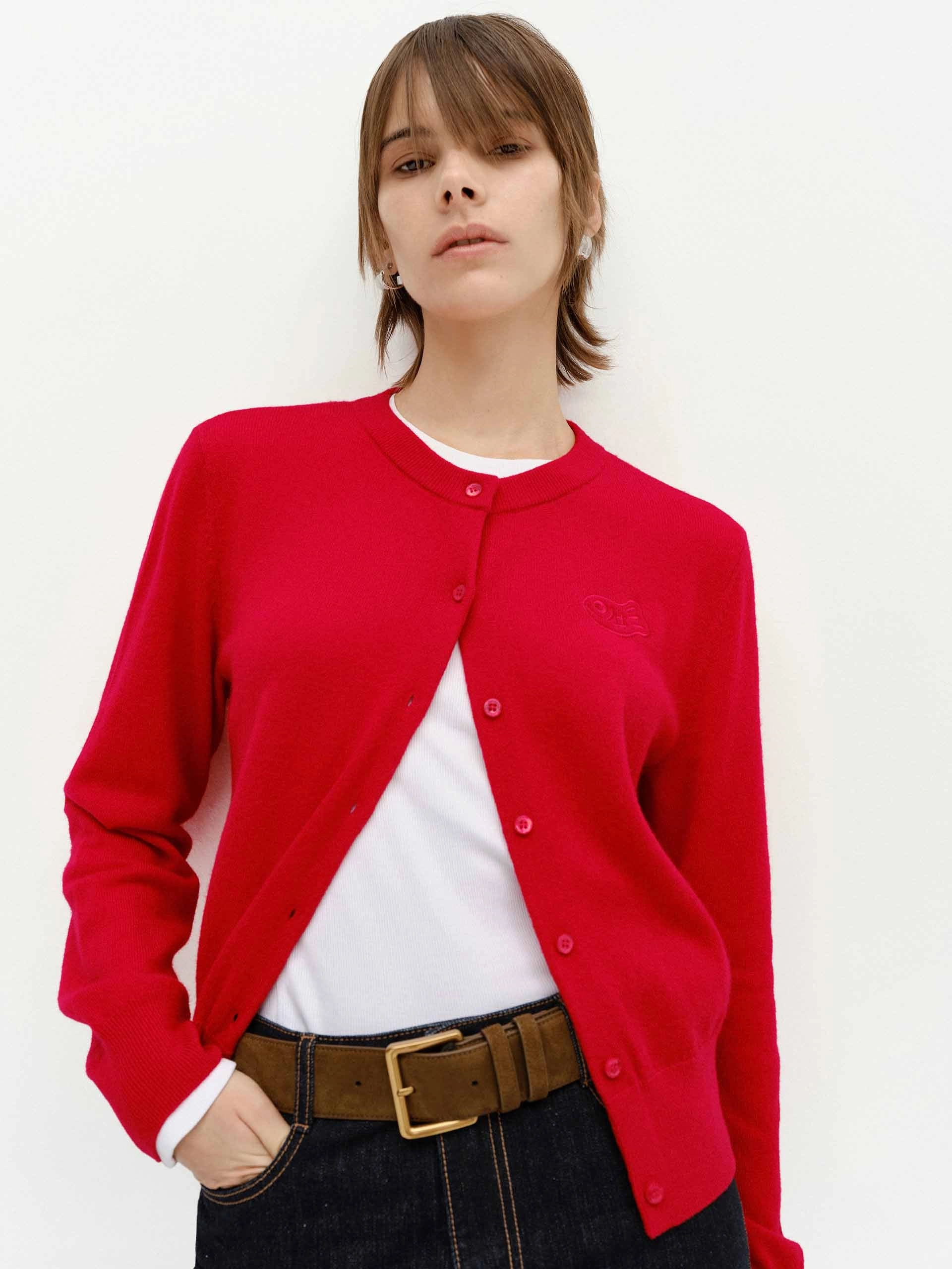 Quick Dry Technology Crew Neck Knitted Cardigan