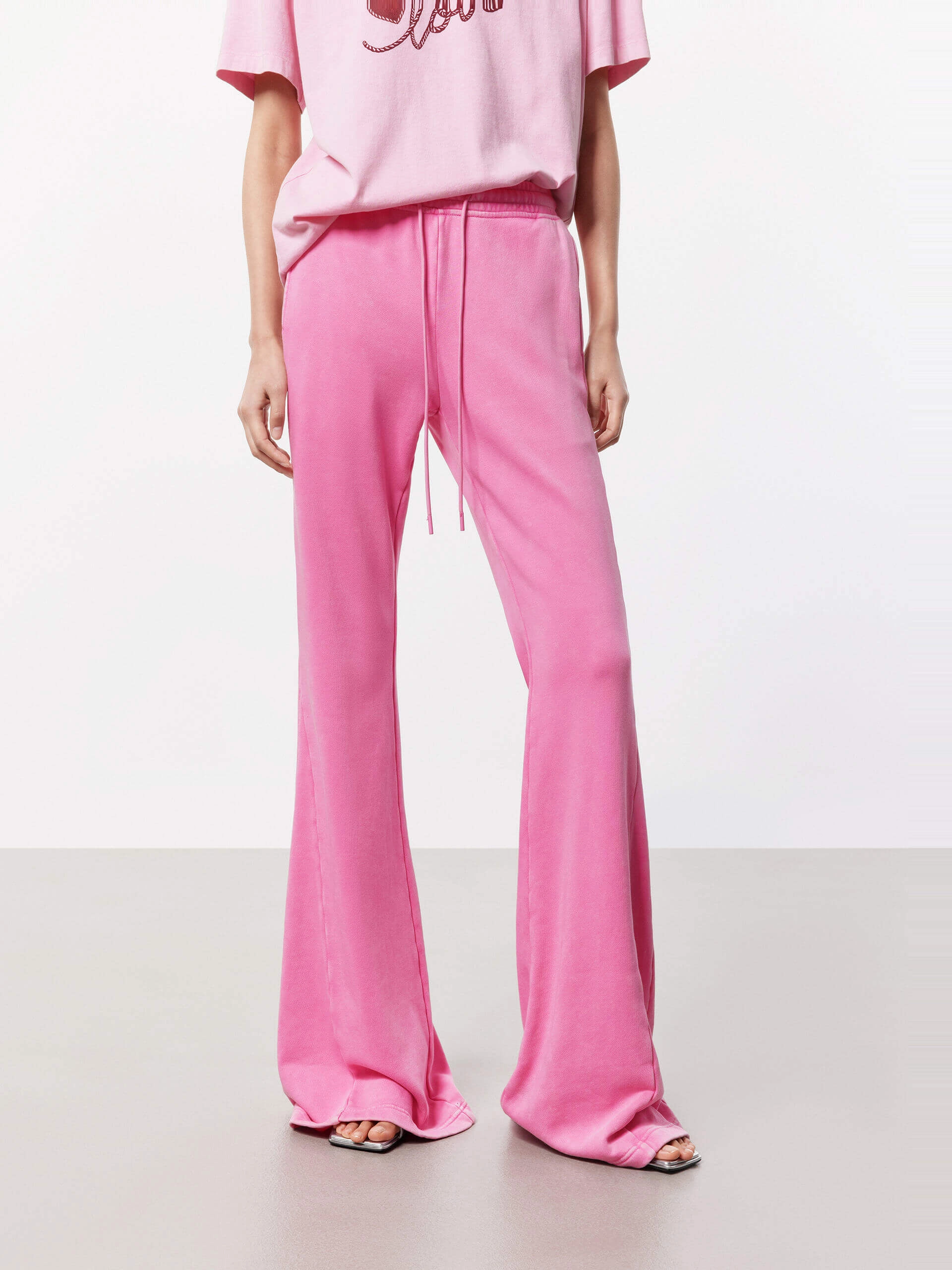Drawstring Waist Flared Pants Move Friendly