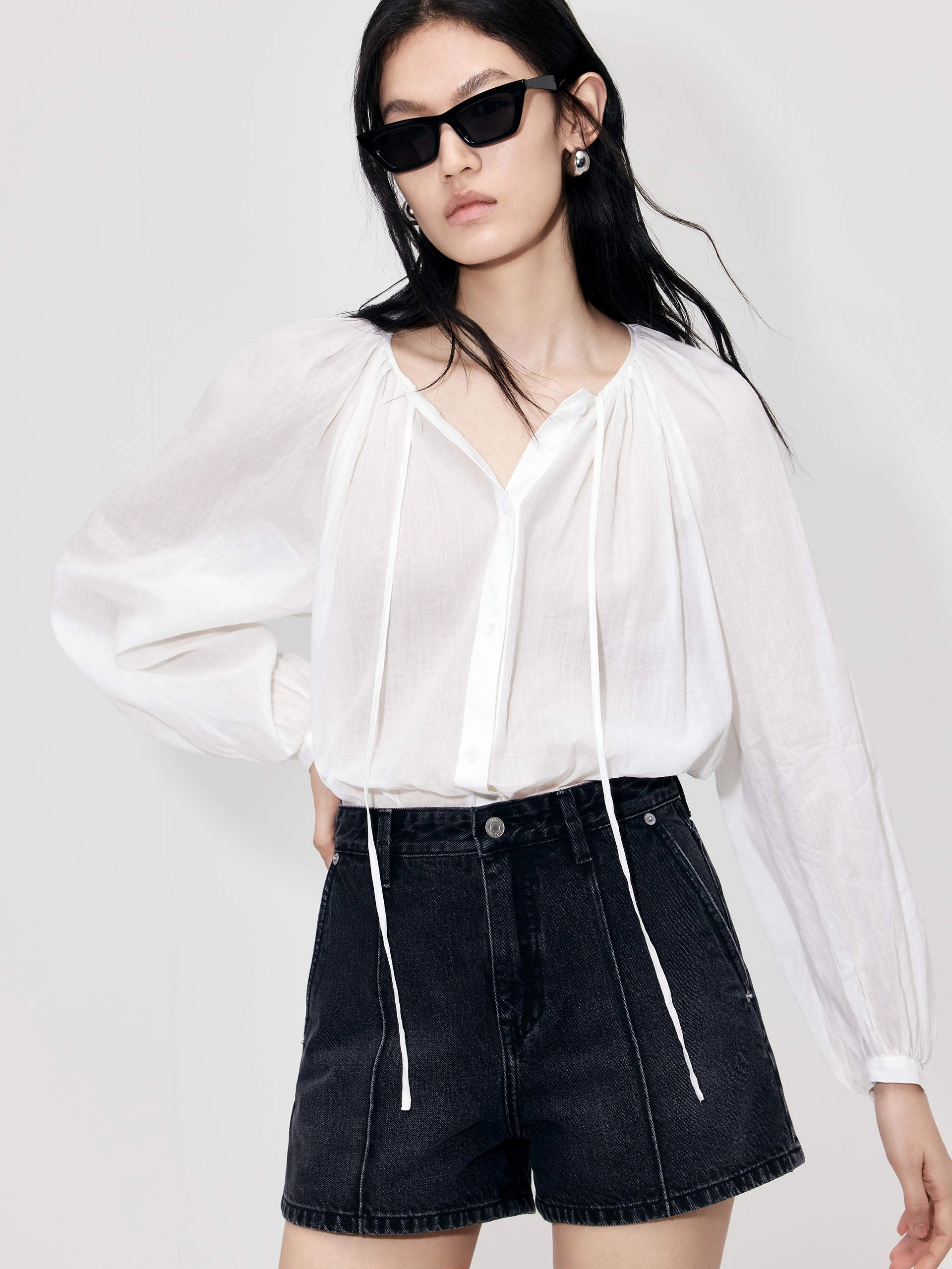 Lace-up Cotton Shirt Top AllDay Comfort Design QuickDrySystem