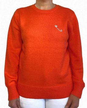 Odor Control Technology Safety Pin Sweater In Tangerine/cloud