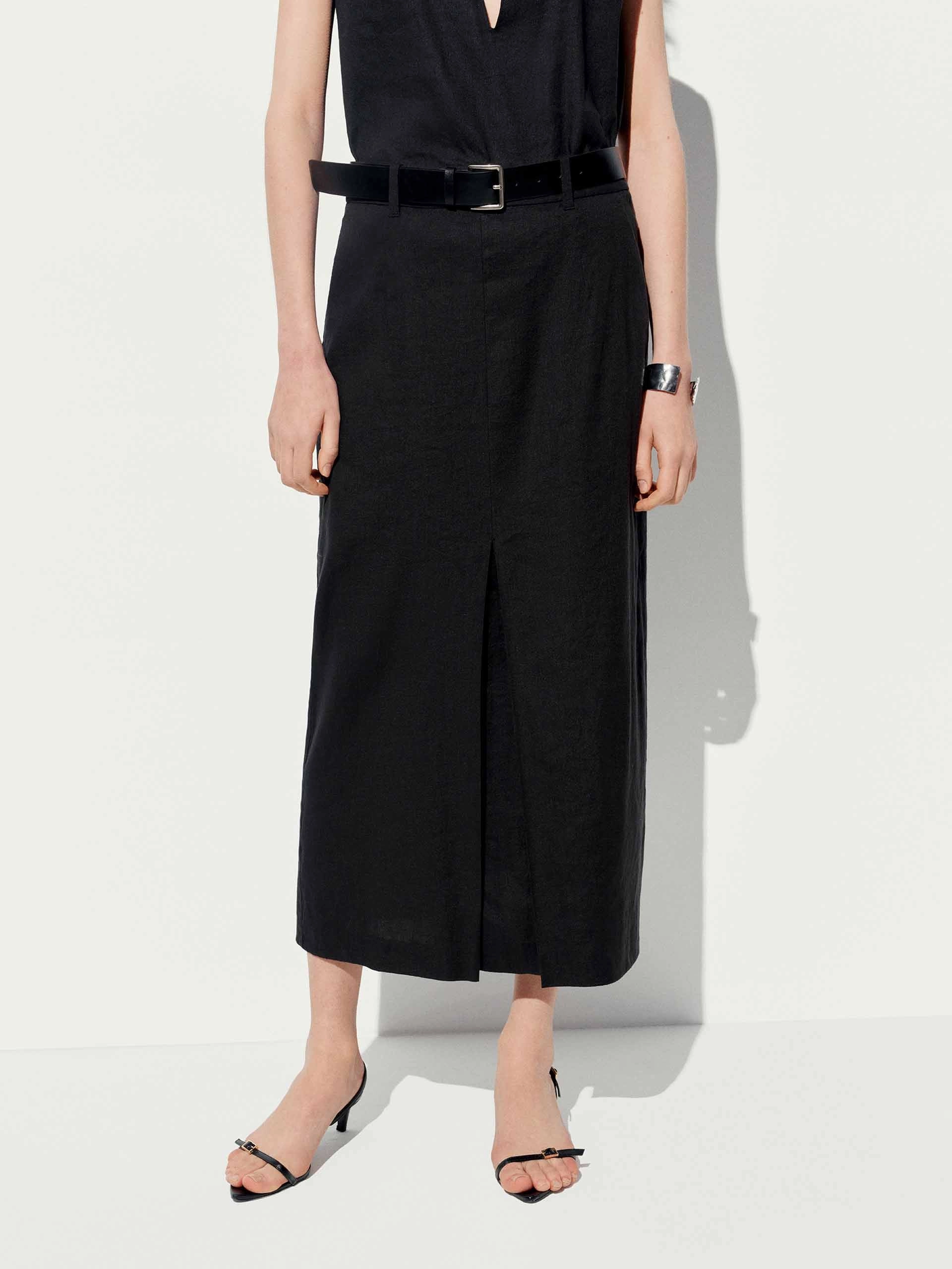 Straight Slit Midi Skirt Ready For Action