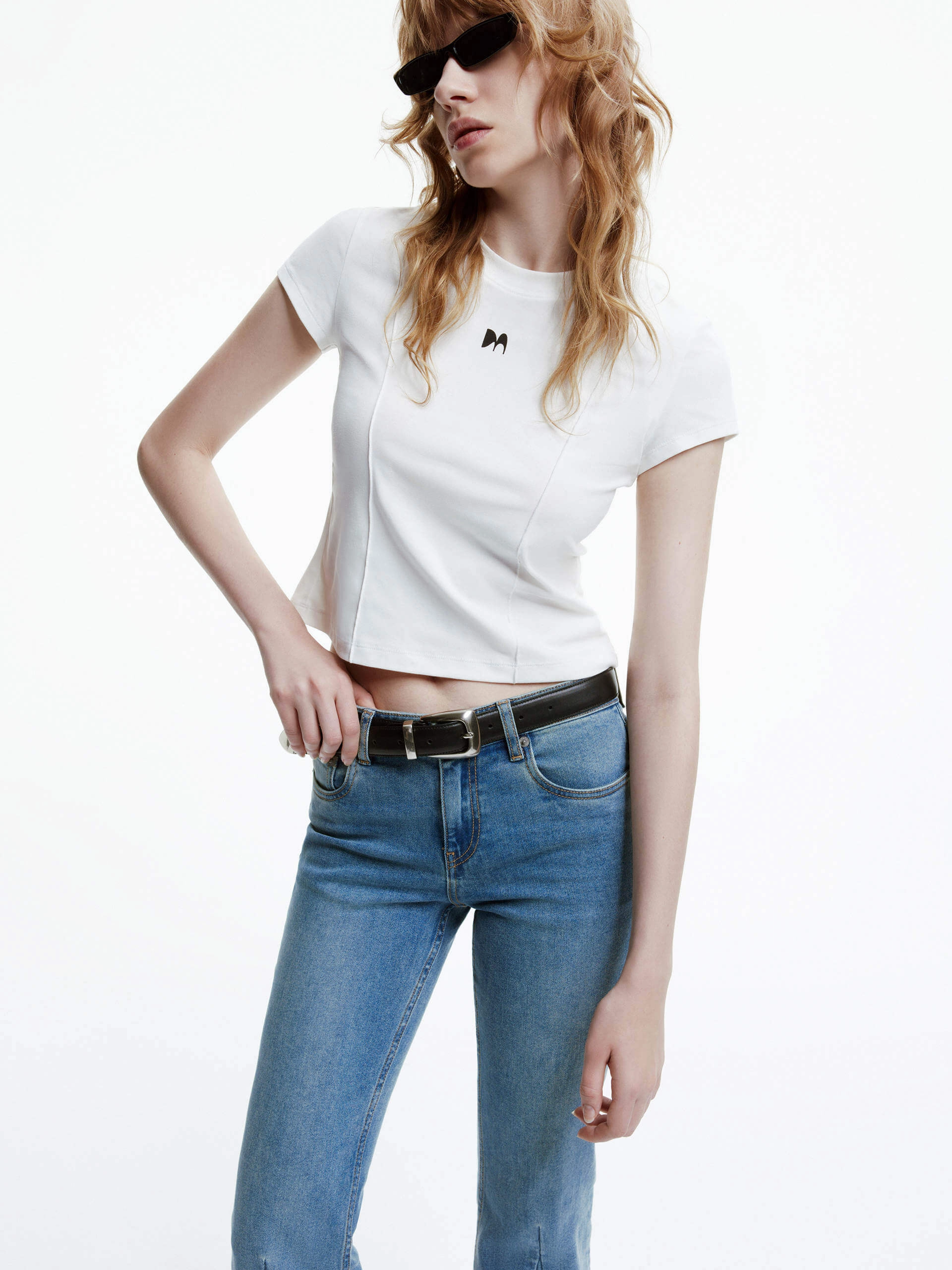 Modern Layer Indoor Event Seams Detail Cropped T-shirt
