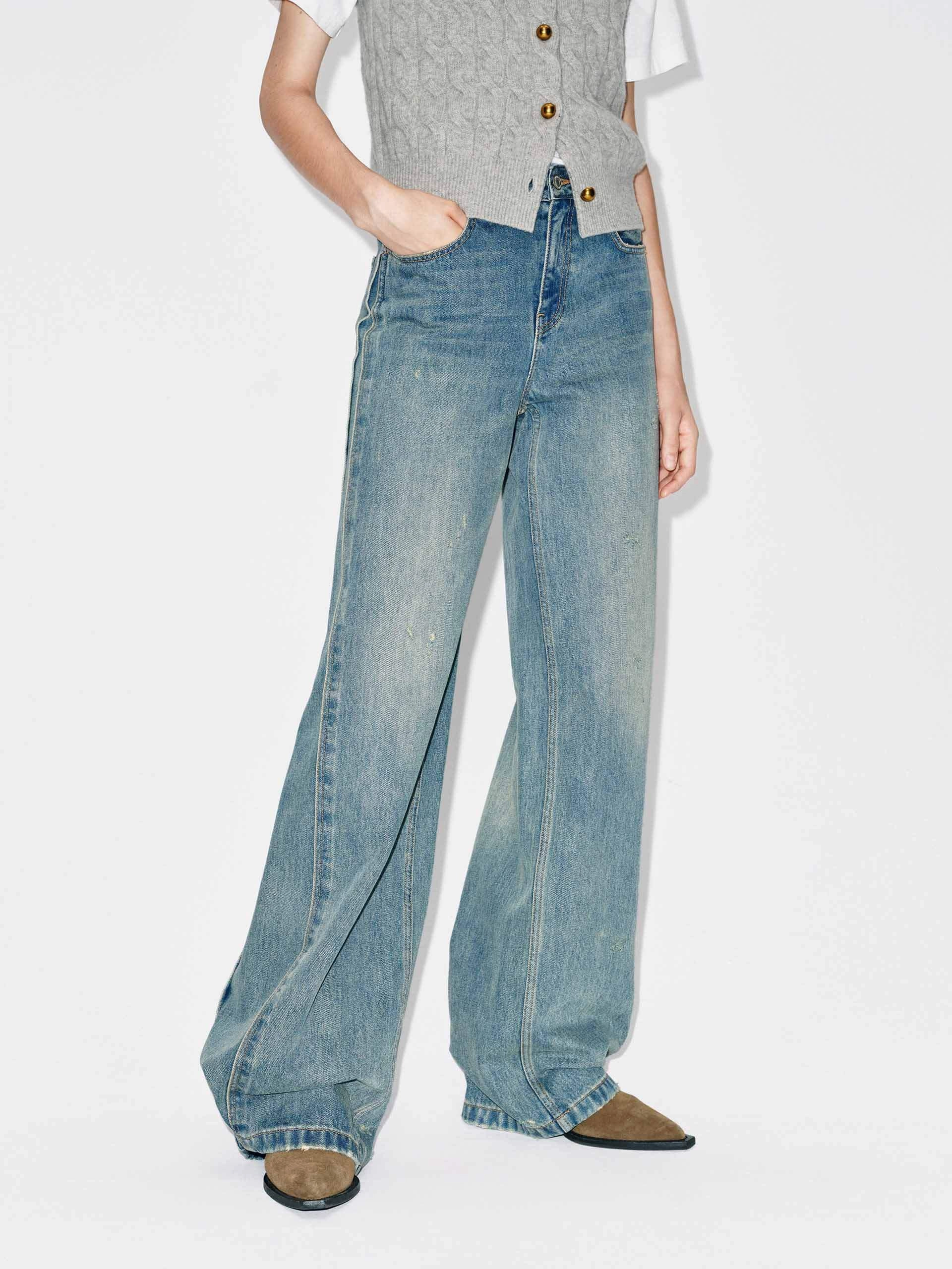Seams Detail Ripped Jeans Street Fashion Breathable Timeless Feel