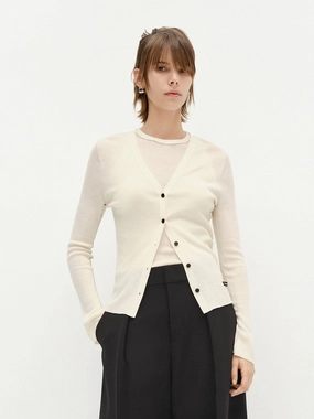 Seams Detail Wool Knit Top VentilatedArmholes Basic Long Sleeve