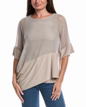 Warm Layering Joseph Ribkoff Asymmetrical Hem Mesh Top