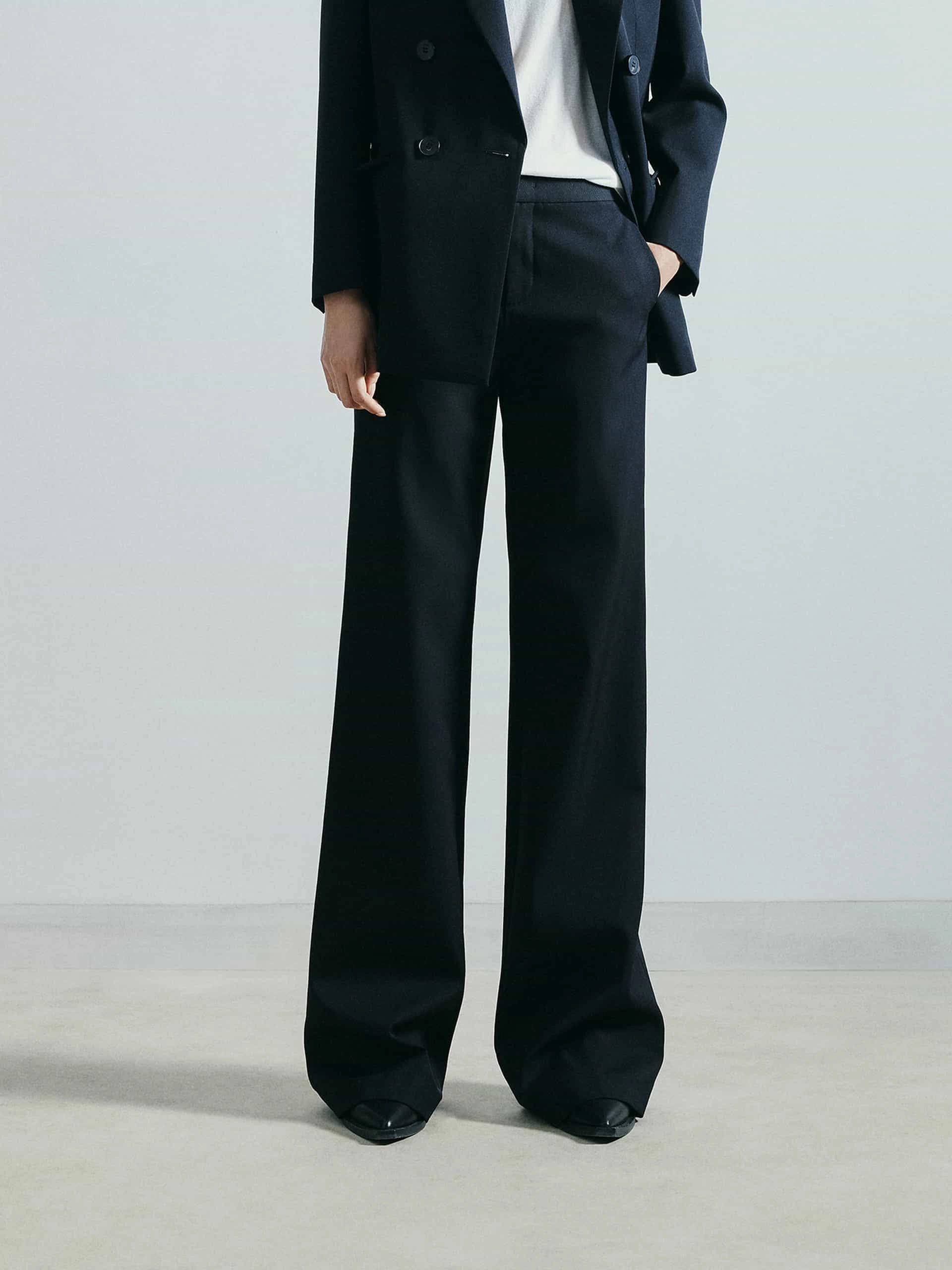 Wool Wide Leg Pants Easy Fit Design