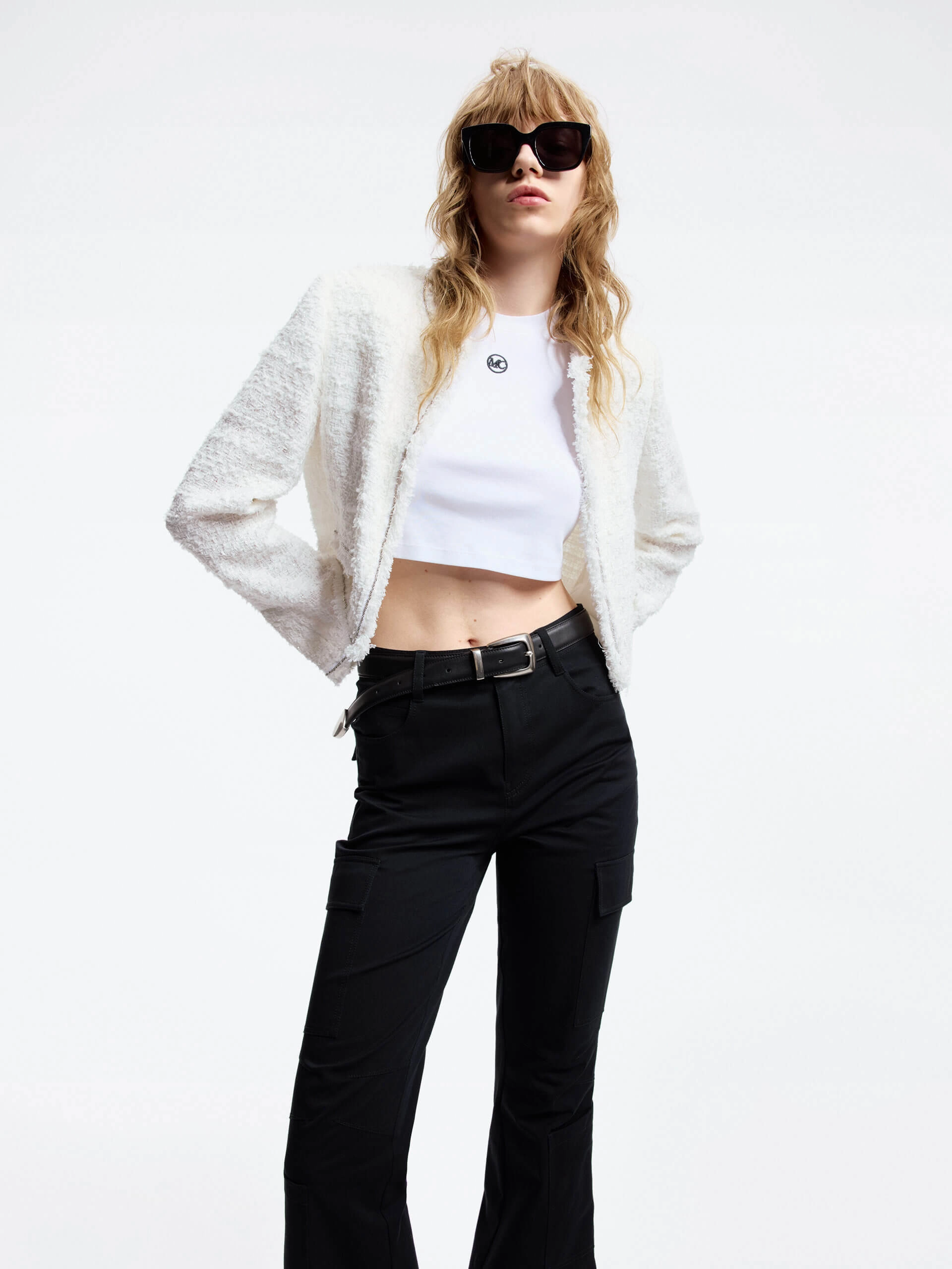 Cropped Tweed Jacket Water Resistant Shell