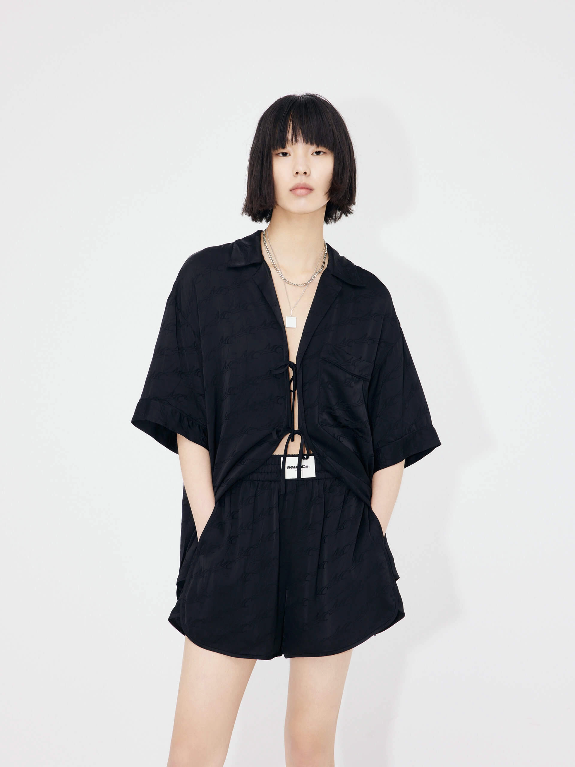 Resilient Fabric Blend Self Tie MC Jacquard Shirt