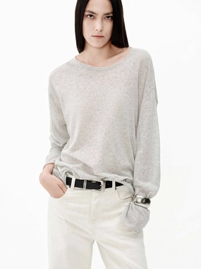 Elasticized Waistband Lightweight Loose Sweater