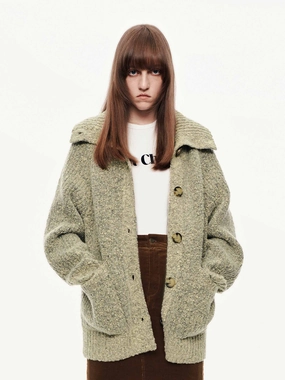Wool Blend Button Cardigan LayeredPanel