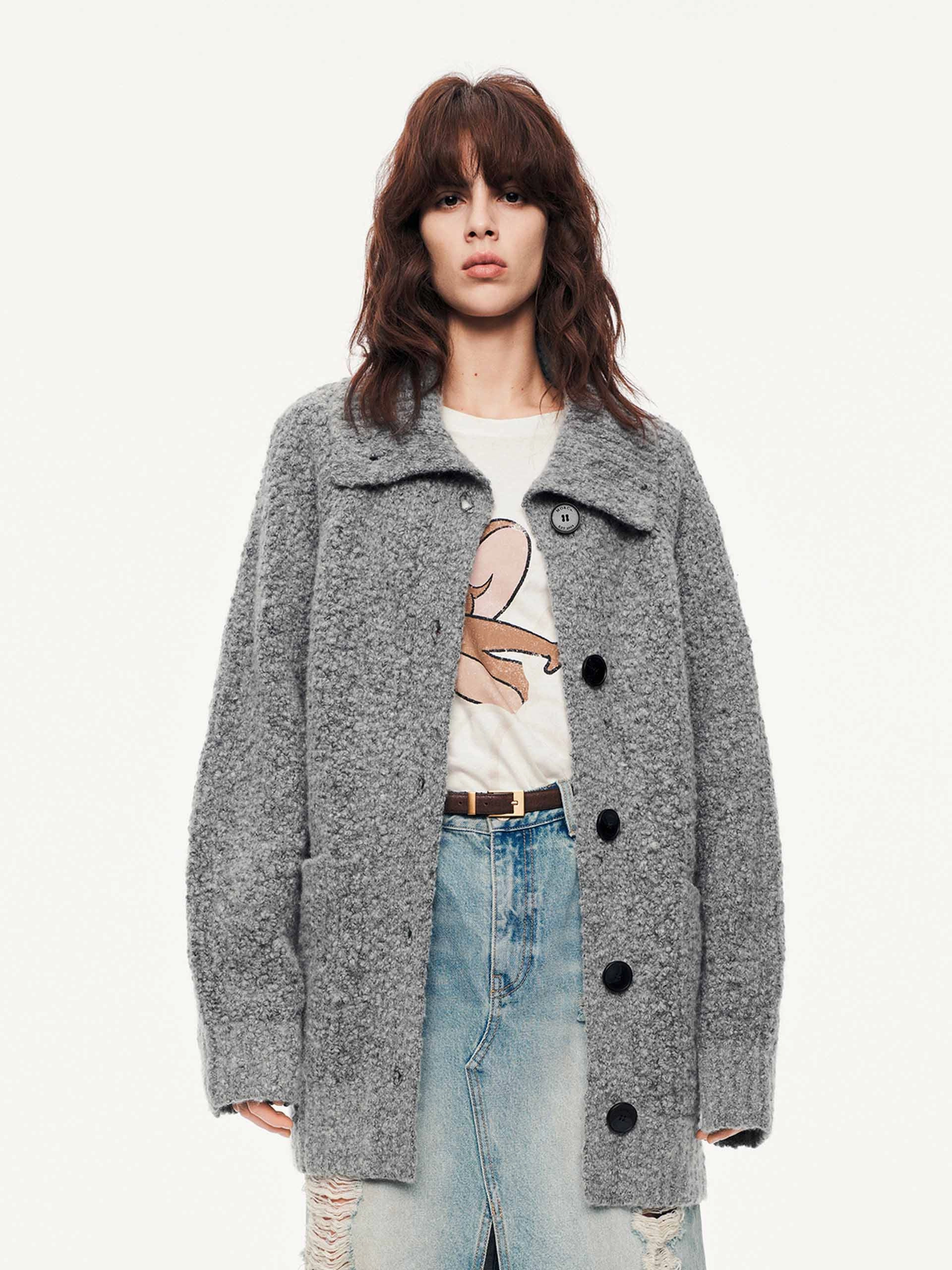 Wool Blend Button Cardigan MoistureControl