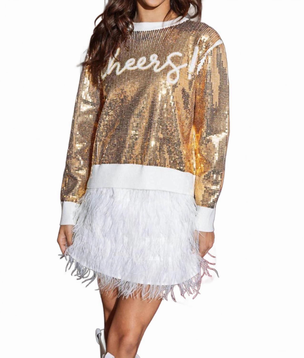 Dynamic Ventilation Panels Sequin Cheers Sweater In Gold