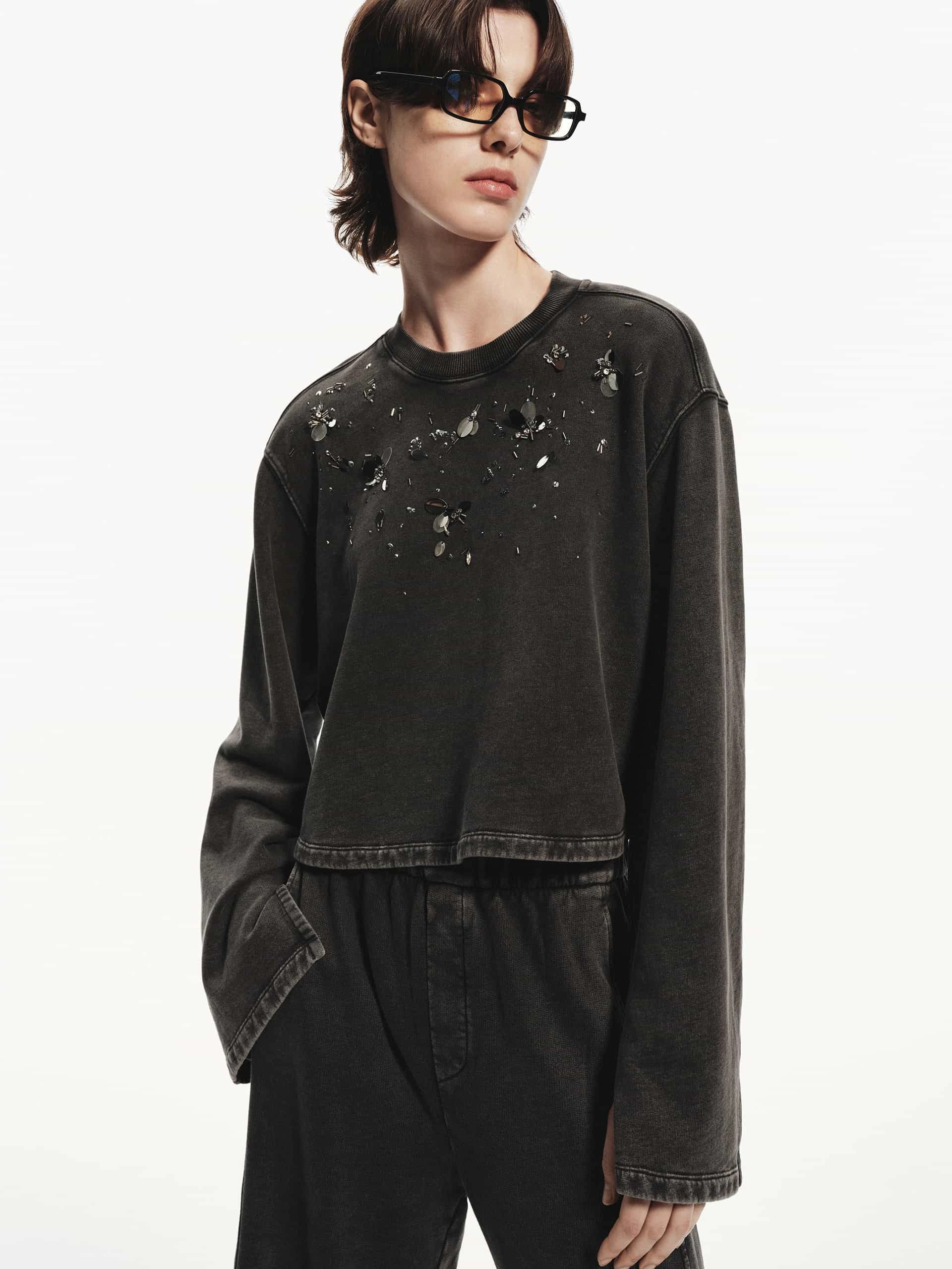 Sequin Detail Cotton Sweatshirt MoistureWicking Technology NonToxic Certification