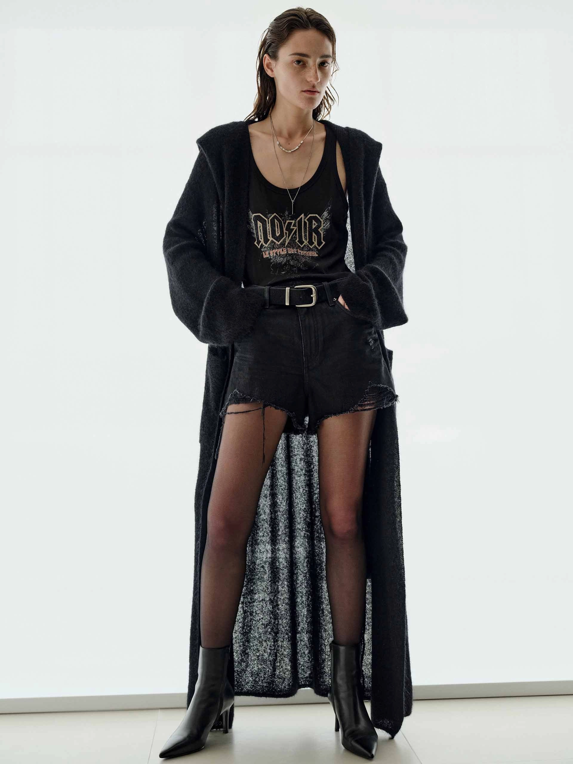 Sequin Detail Long Cardigan GarmentWashed Softness