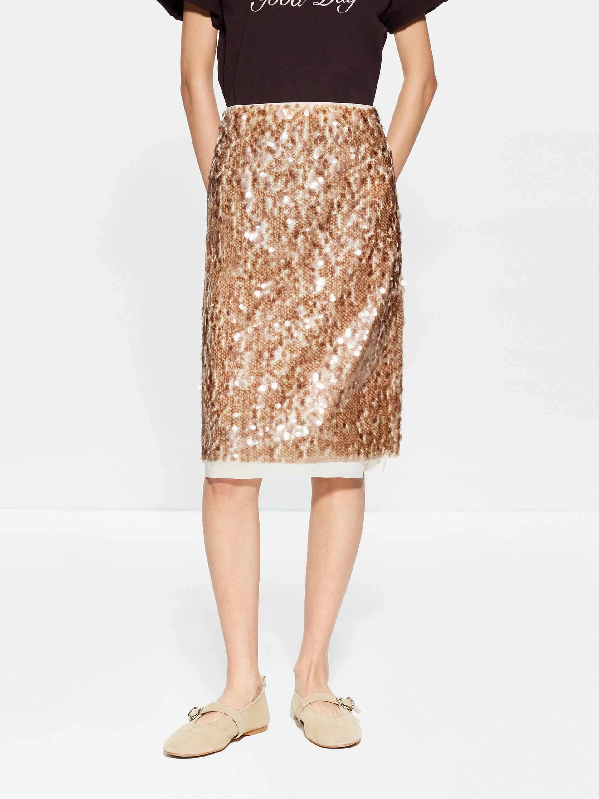 Durable Fit Sequin Layered Straight Skirt