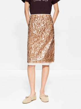 Sequin Layered Straight Skirt Thermal Regulating Quick Flex