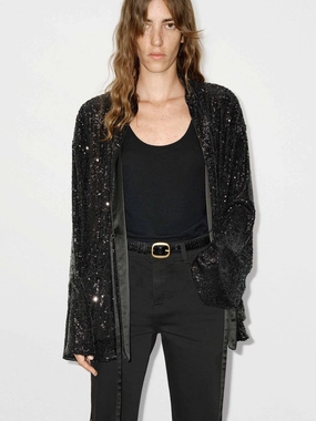 Sequin Textured Loose Coat Crisp Detail Multi Purpose Layer