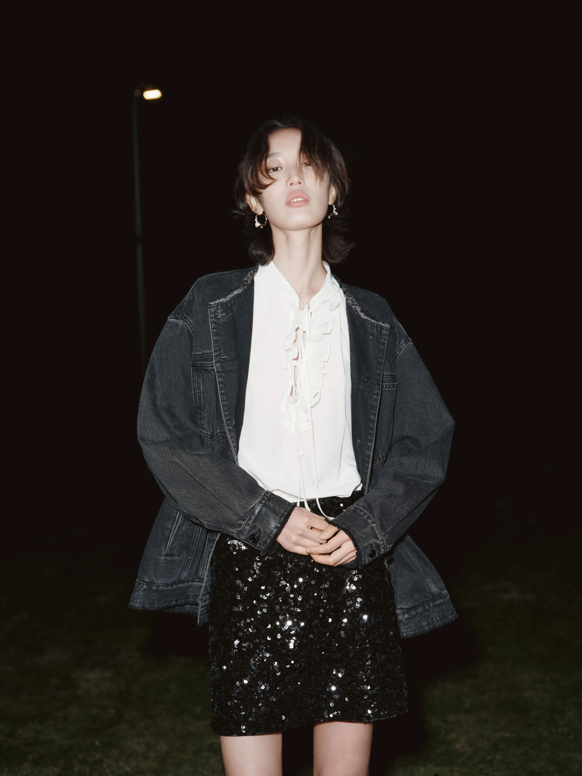 Windproof Membrane Sequined Mini Skirt