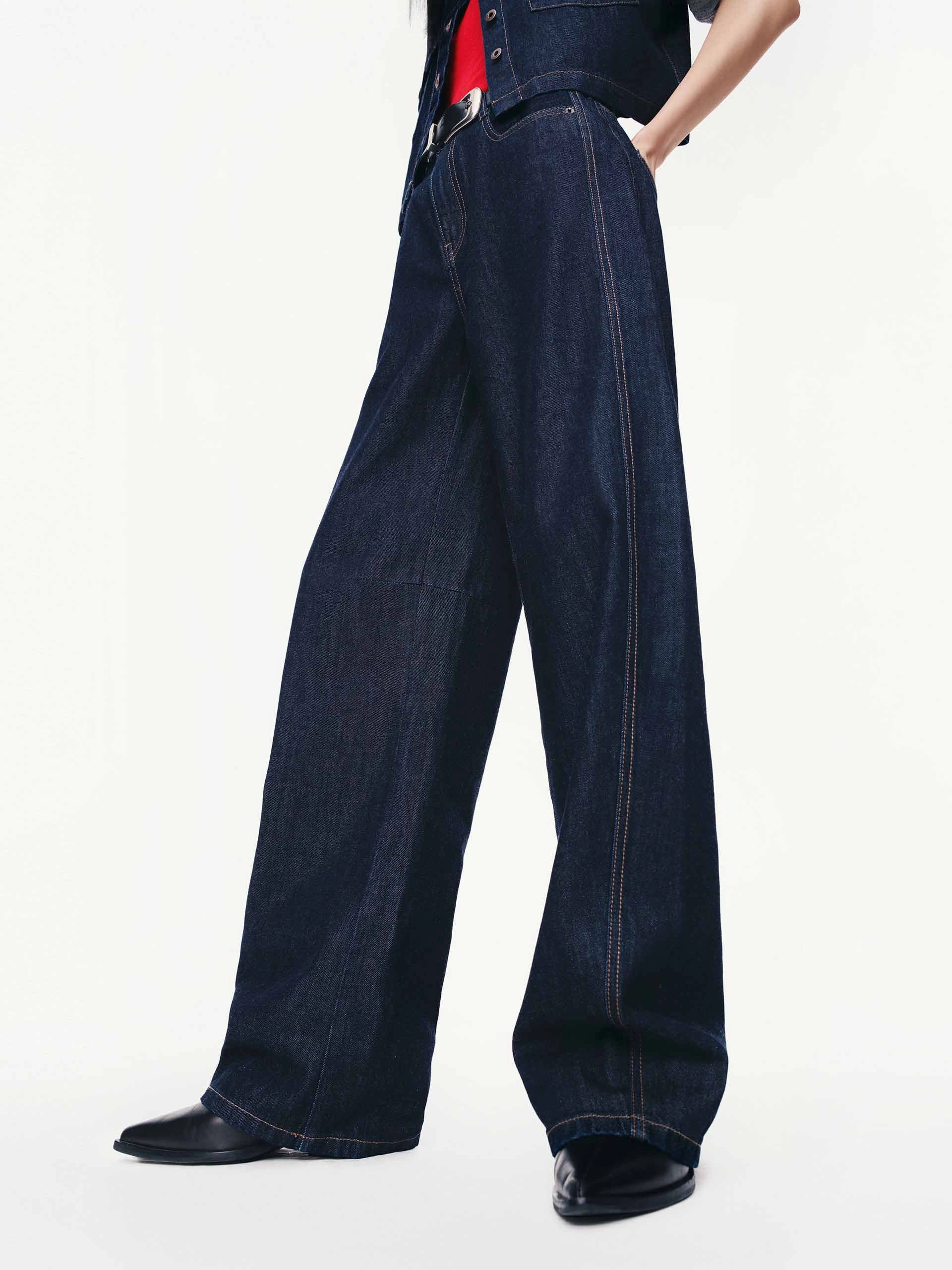 Barrel Leg Cotton Jeans Tapered leg Basic Attire