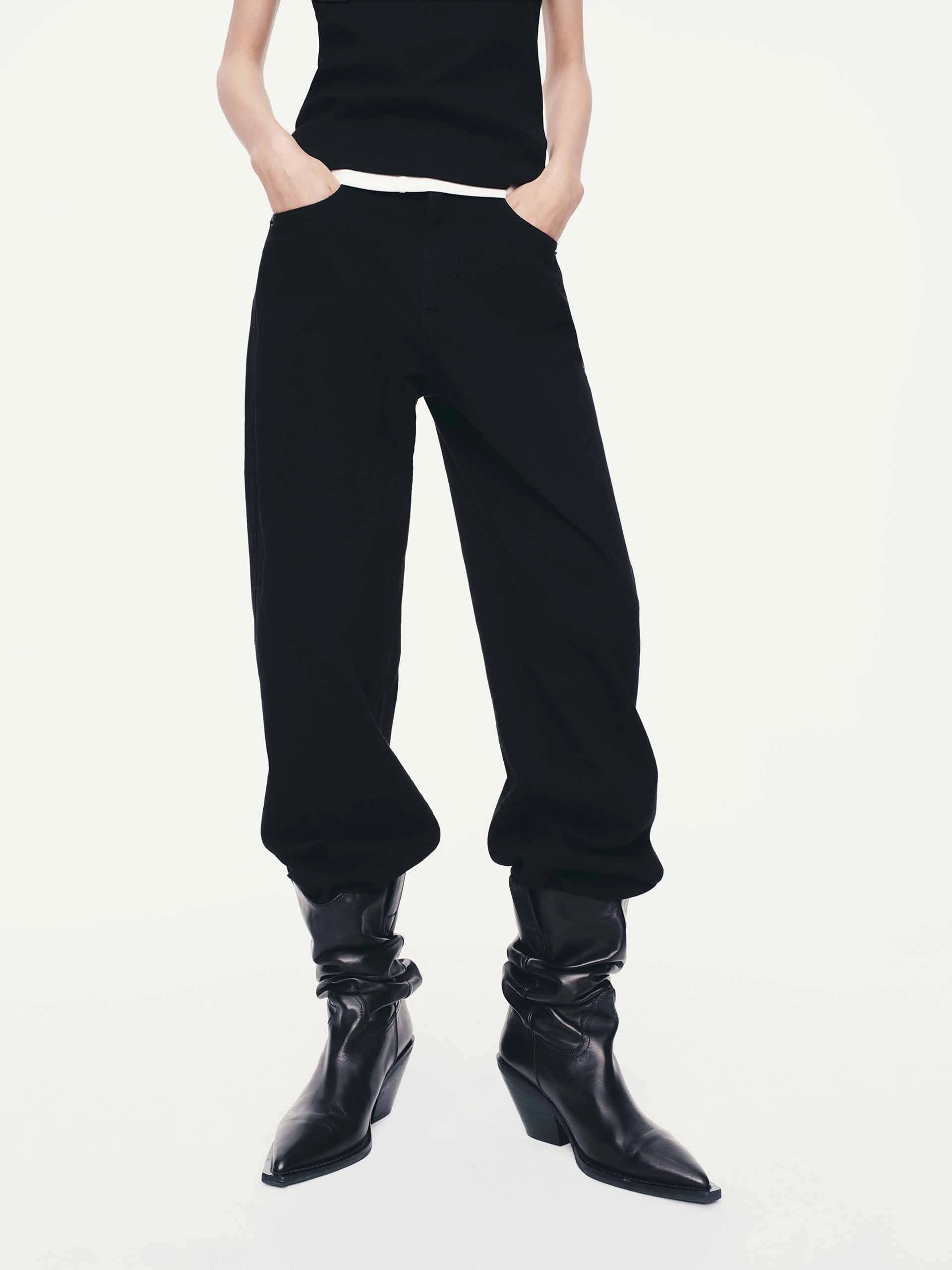 Barrel Leg Black Jeans Professional Wear Premium Winter Warmth Rugged Construction