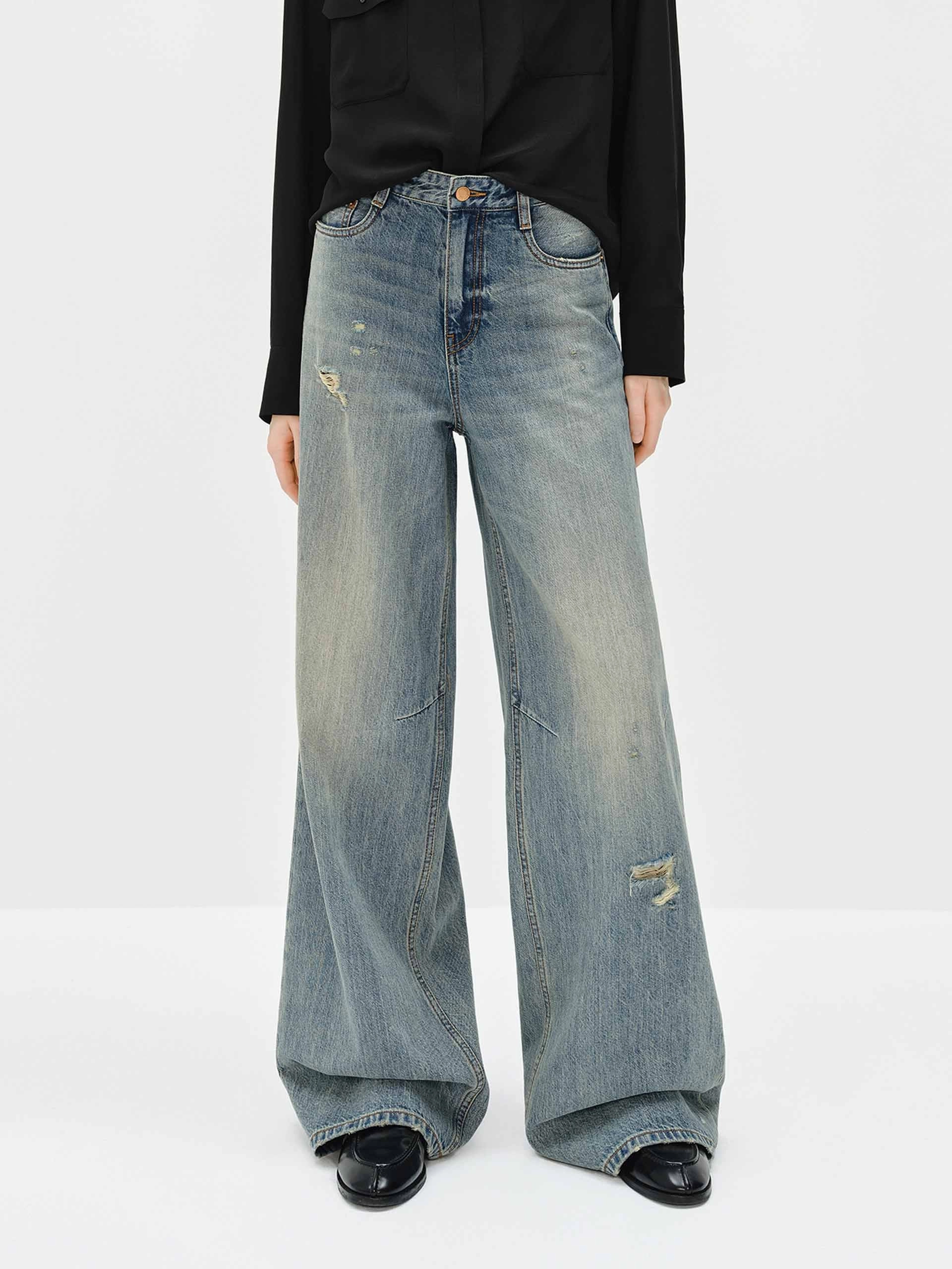 No Gap Waist Wide Leg Blue Denim Jeans