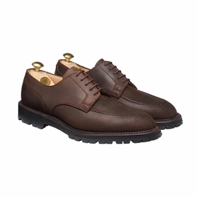 Denver Dark Brown Rough-Out Suede Padded Comfort Formal Comfort