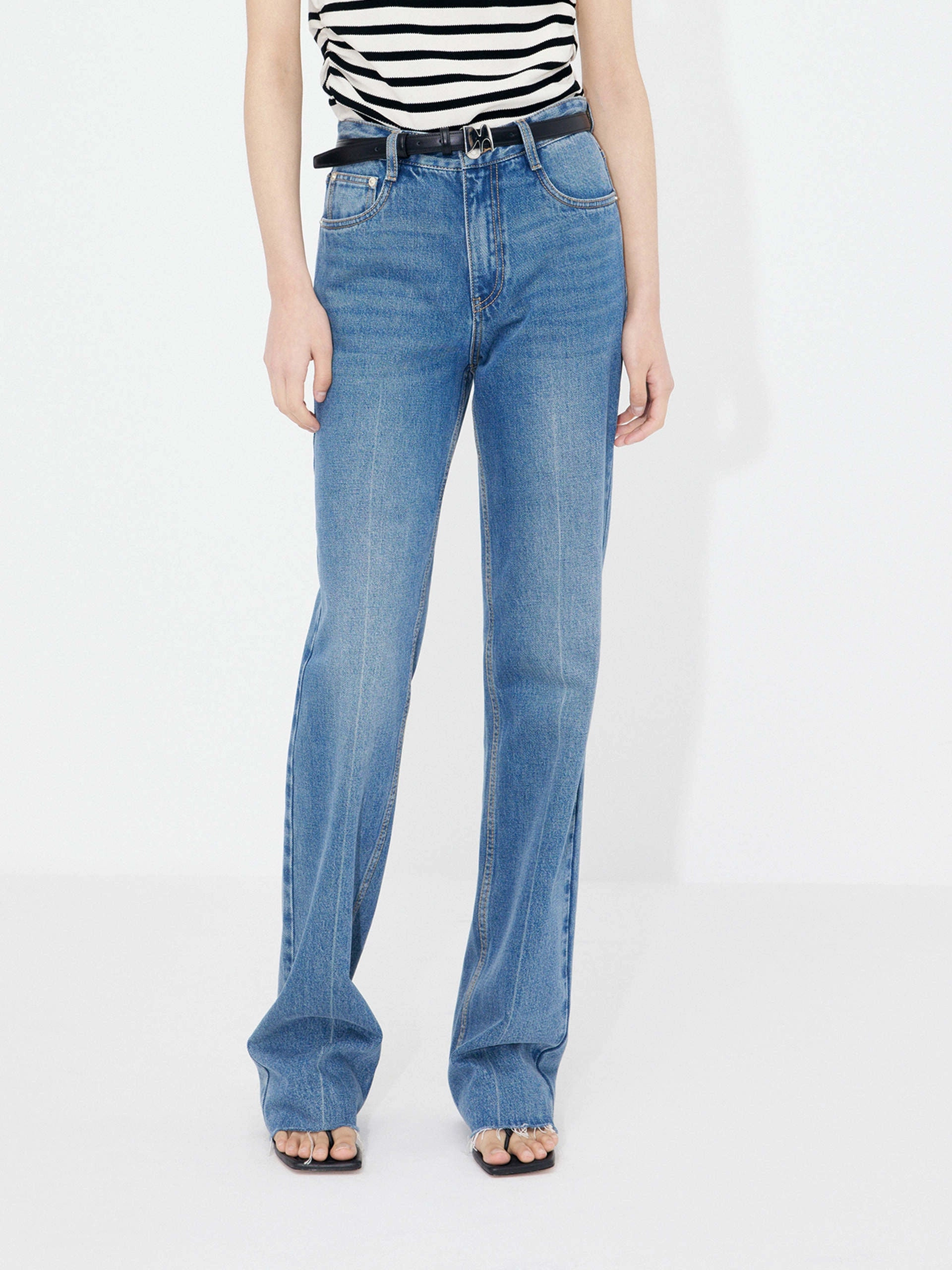 Quick Dry Technology Nature Lover Gym Ready Music Event Straight Raw Hem Jeans