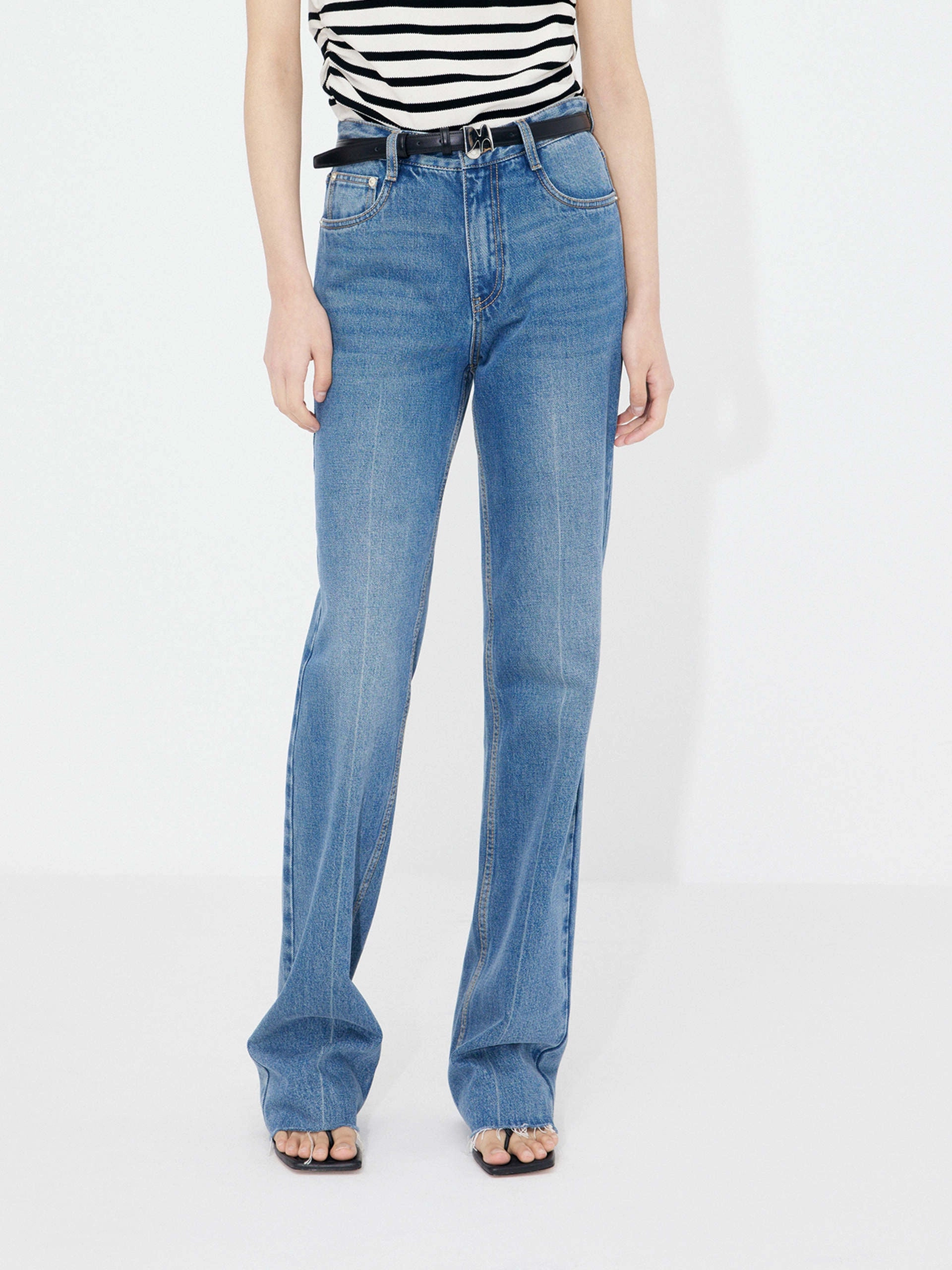 All Day Wear Straight Raw Hem Jeans