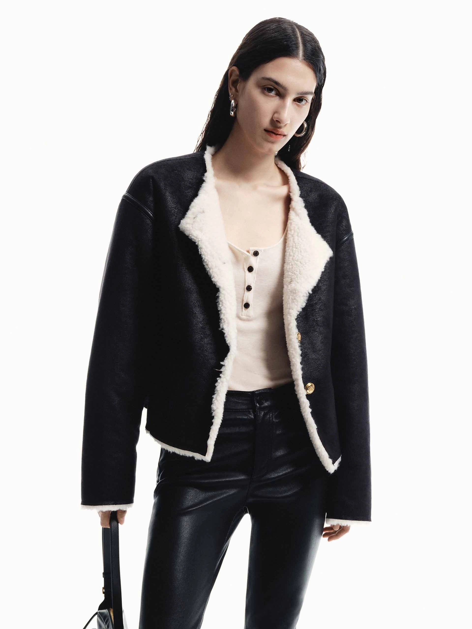 Shearling Cropped Jacket Auxiliary Attachment Points