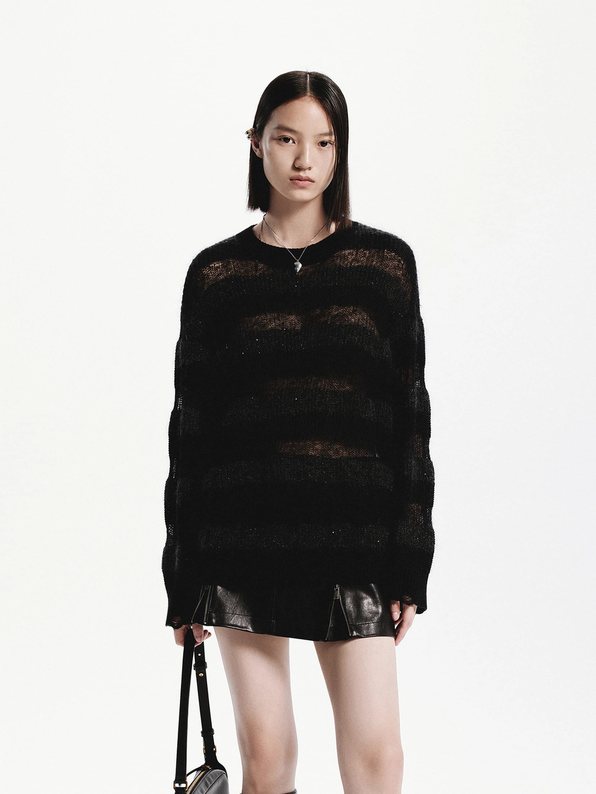 Formal Wear Sheer Distressed Sweater
