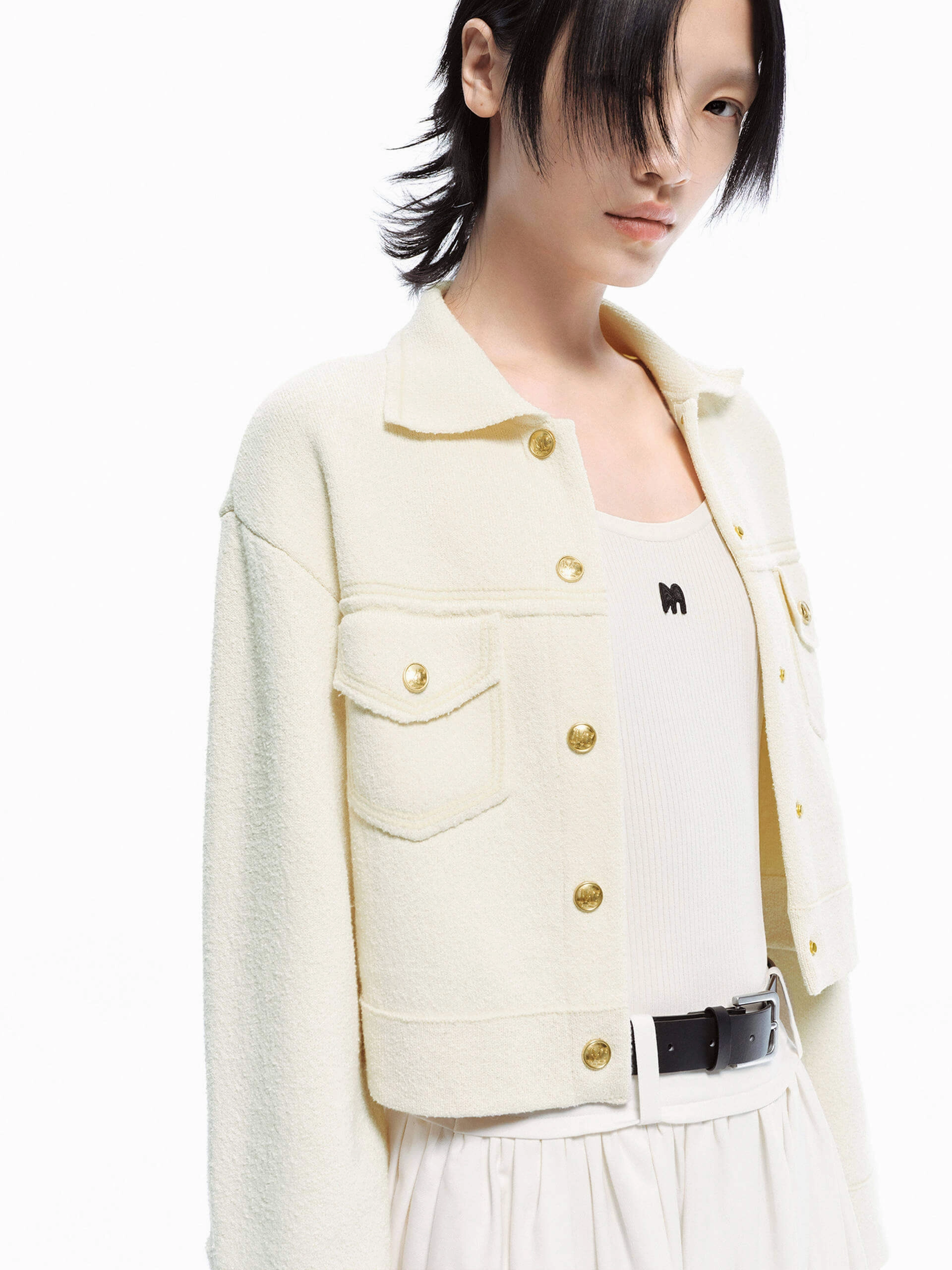 Short Lapel Knitted Cardigan Adaptive Temperature Control LowMaintenance