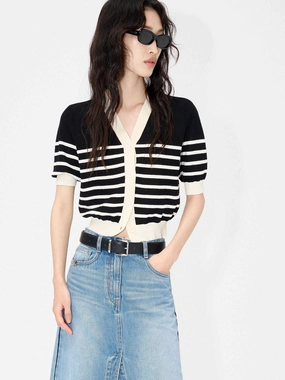 Short Sleeve Contrast Cardigan MoistureWickingMaterial FadeResistant Finish