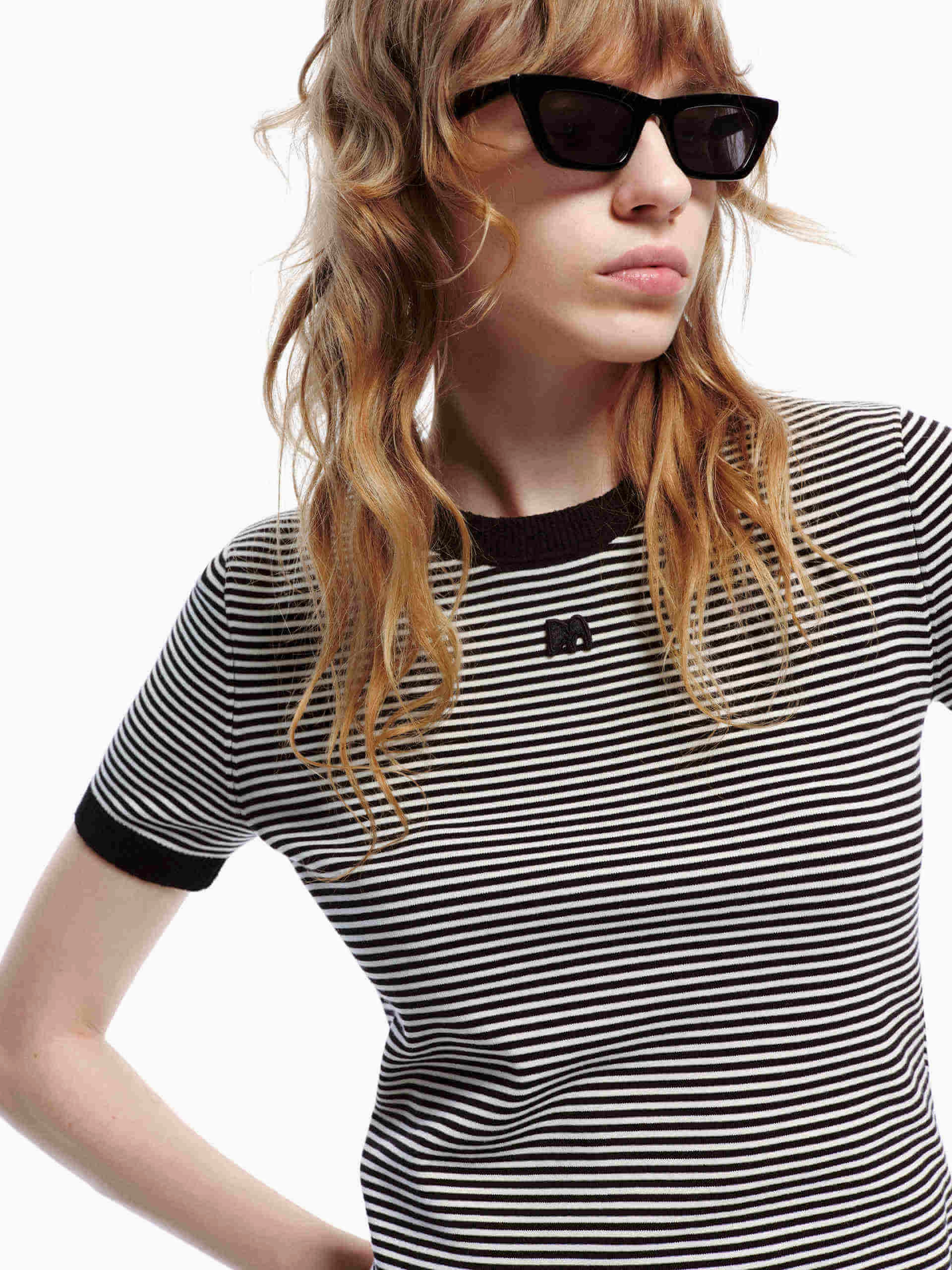 Short Sleeve Striped Top AntiPilling Finish summer look