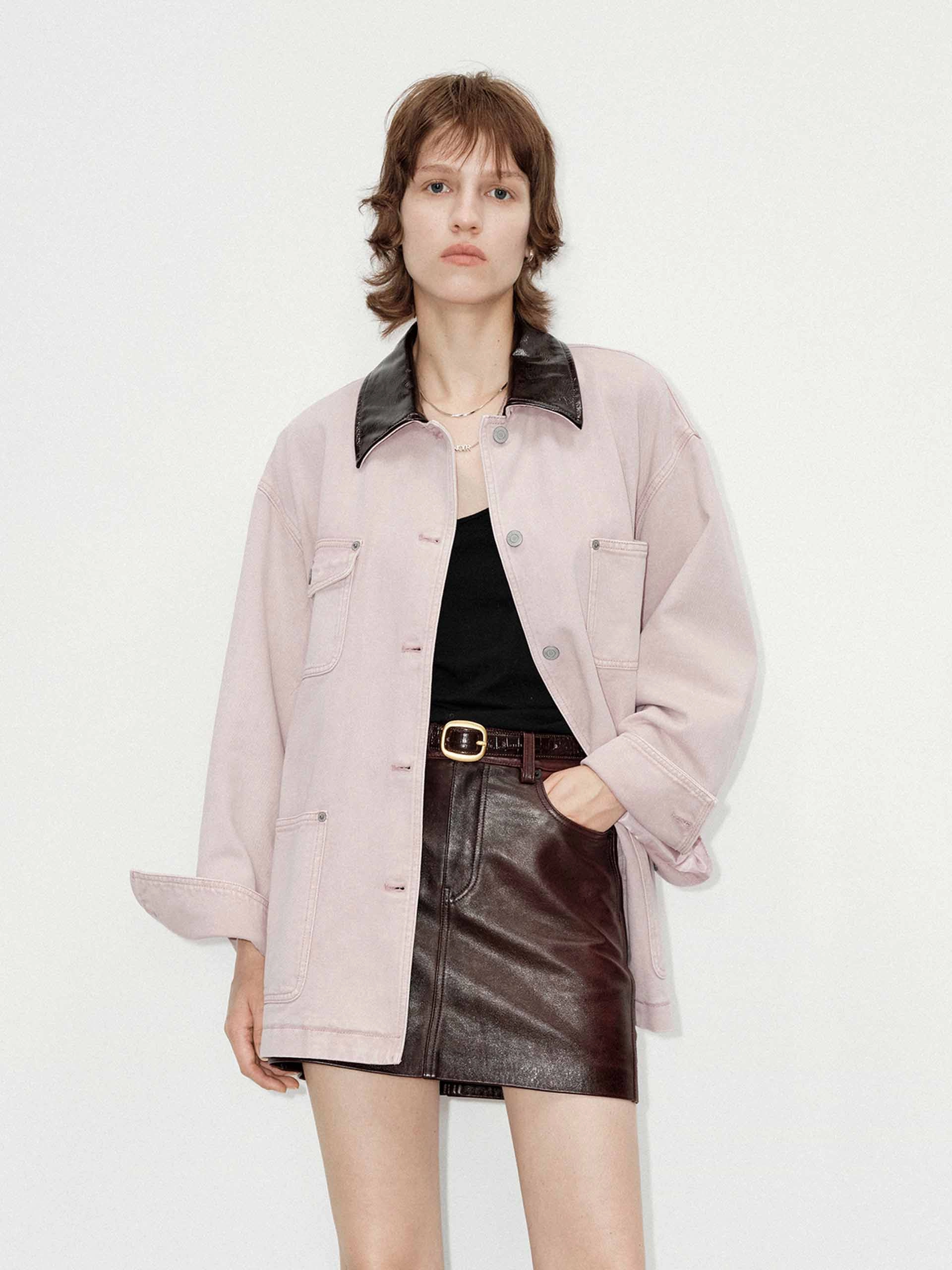 Pu Collar Cotton Jacket Moisture Wicking Fabric