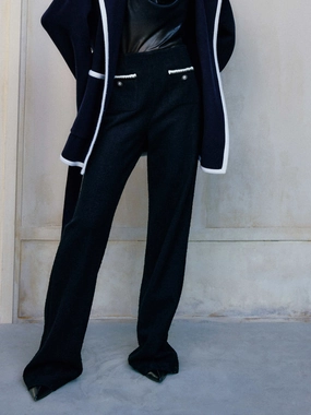 Casual Comfort Straight Leg Tweed Pants