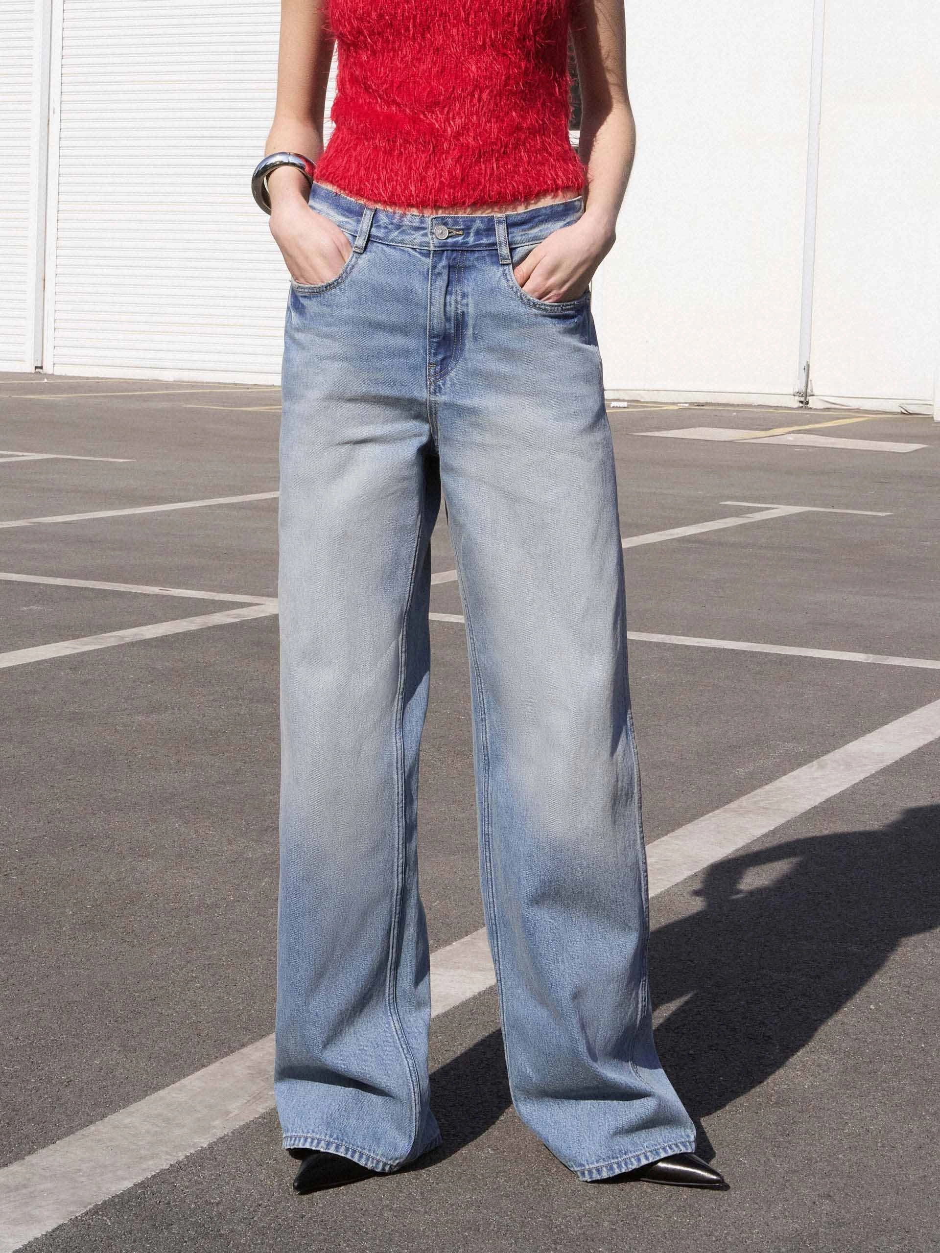 Shopping Day Vibrant Outdoor Adventure Stylish Side Cutout Straight Jeans