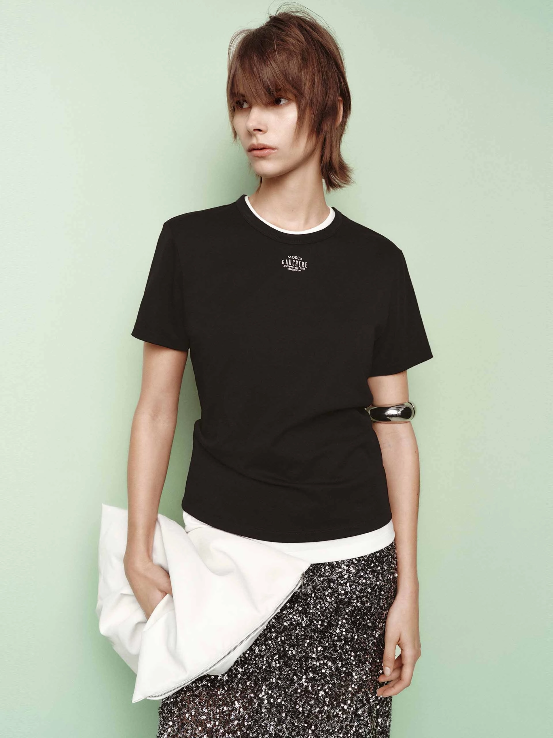 Weekend Wear Street Comfort Side Pleated Letter T-shirt