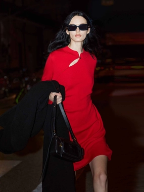 Side Pleated Mini Dress Evening Wear